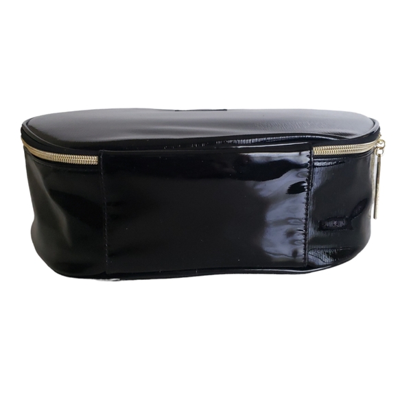 Lancome Paris Women's Black Patent Vegan Leather Travel Make Up Accessory Case - Picture 5 of 15